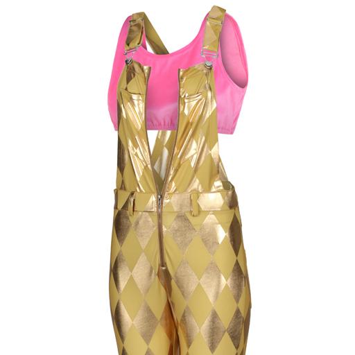 Gold Dungarees and Pink Crop set